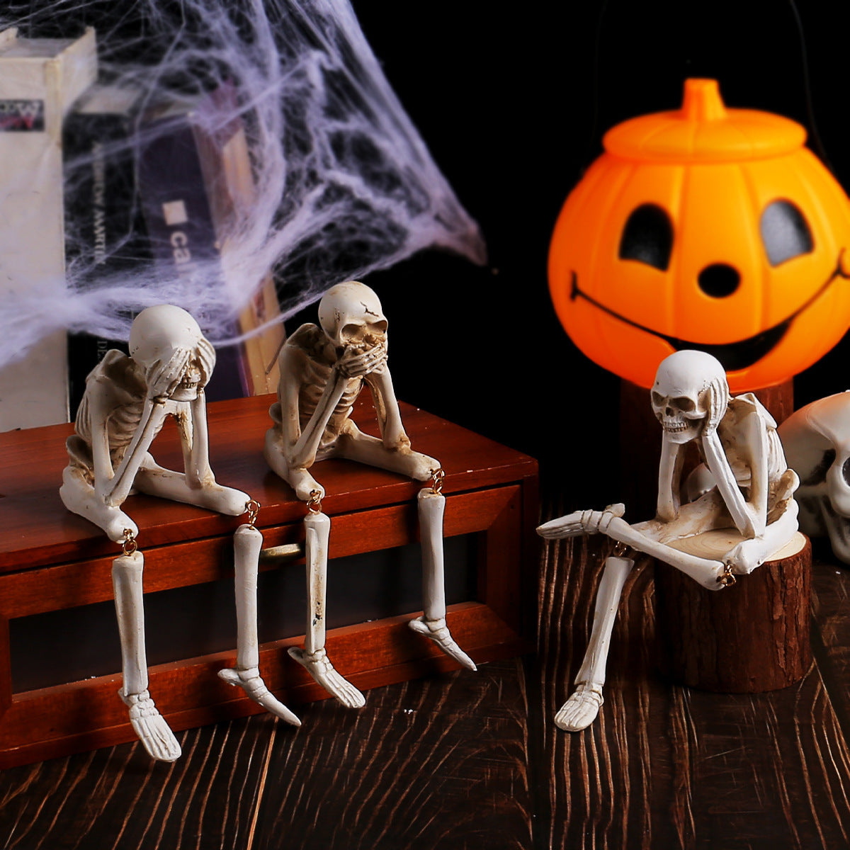 Sitting Skeletons Halloween Decoration