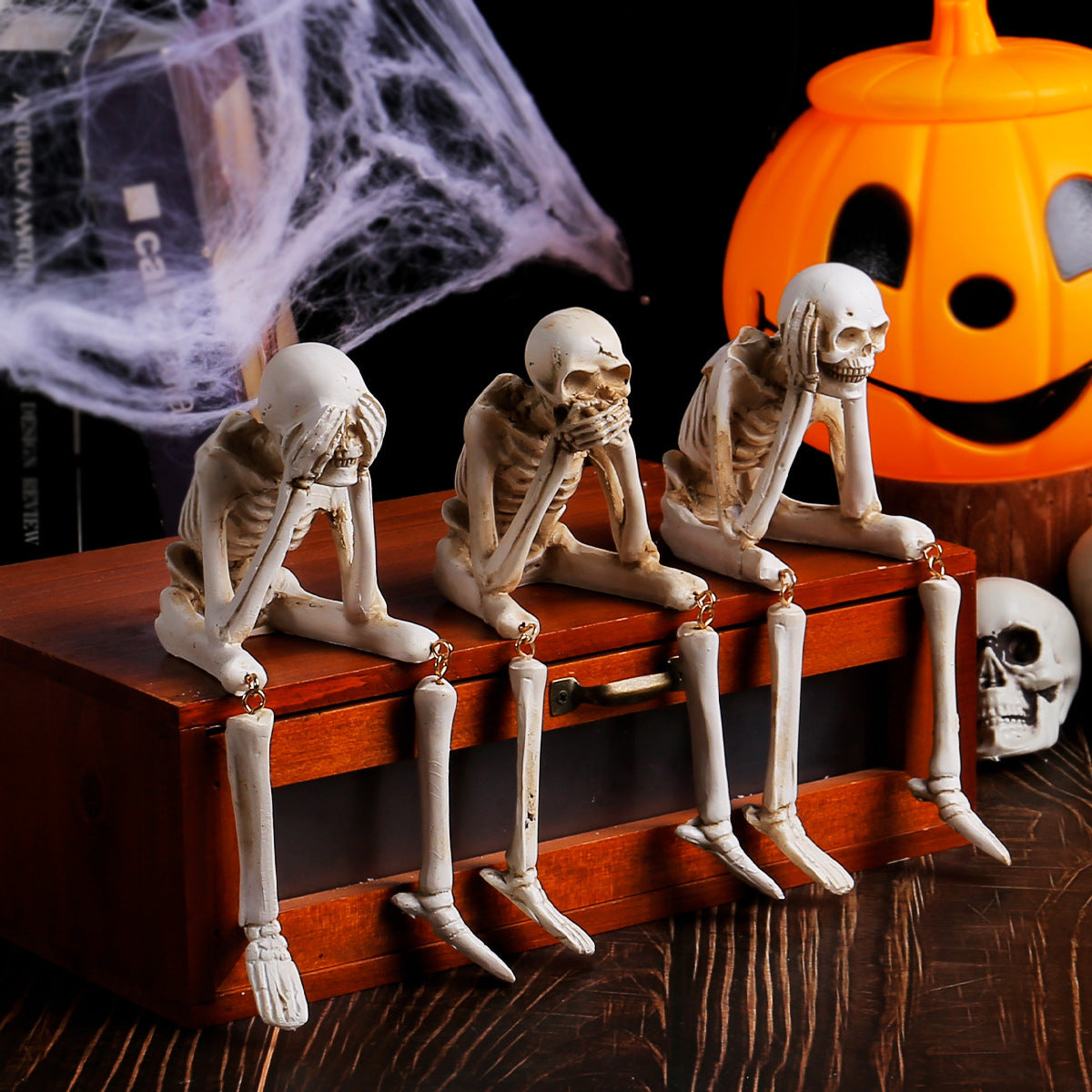 Sitting Skeletons Halloween Decoration