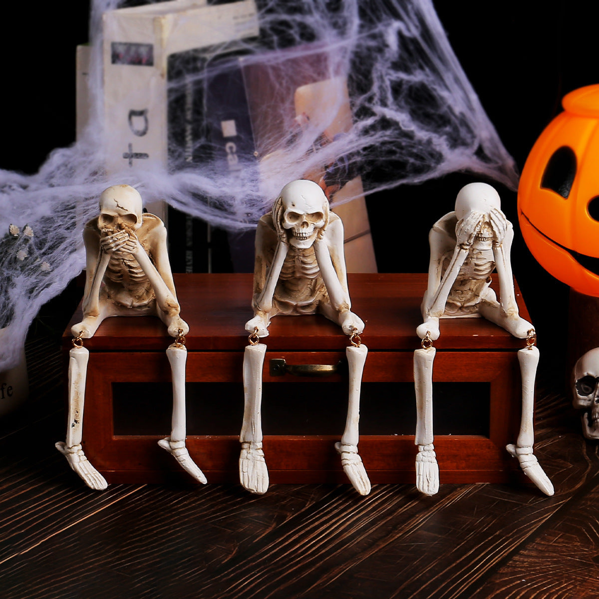 Sitting Skeletons Halloween Decoration