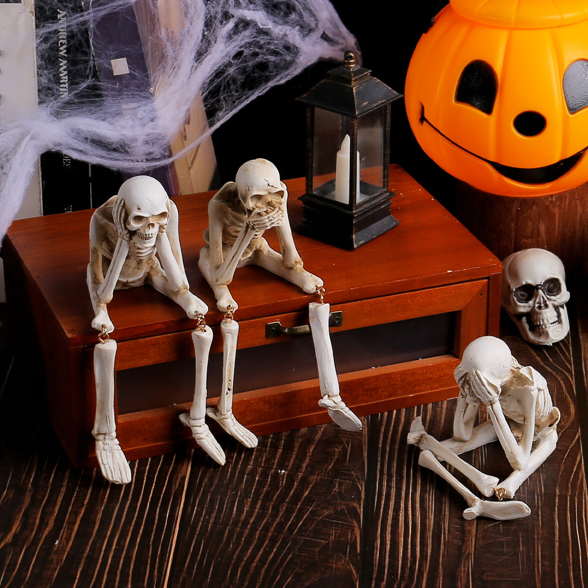 Sitting Skeletons Halloween Decoration