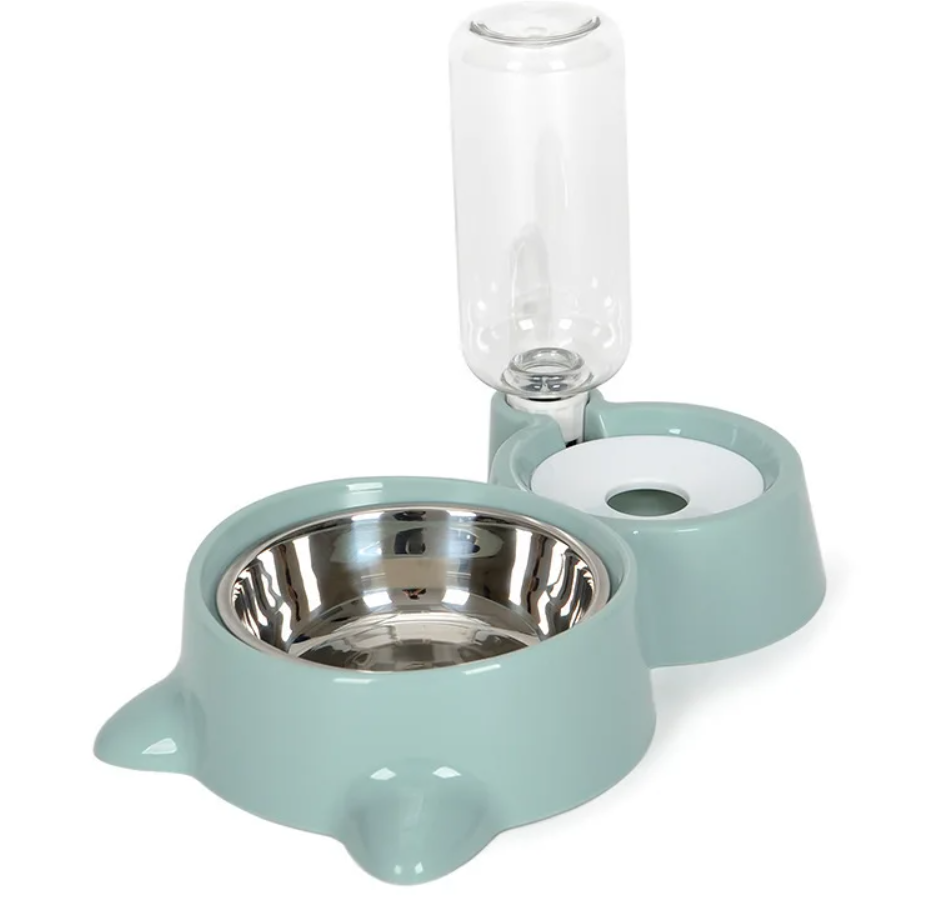 2-in-1 Pet Food Bowl + Water Dispenser