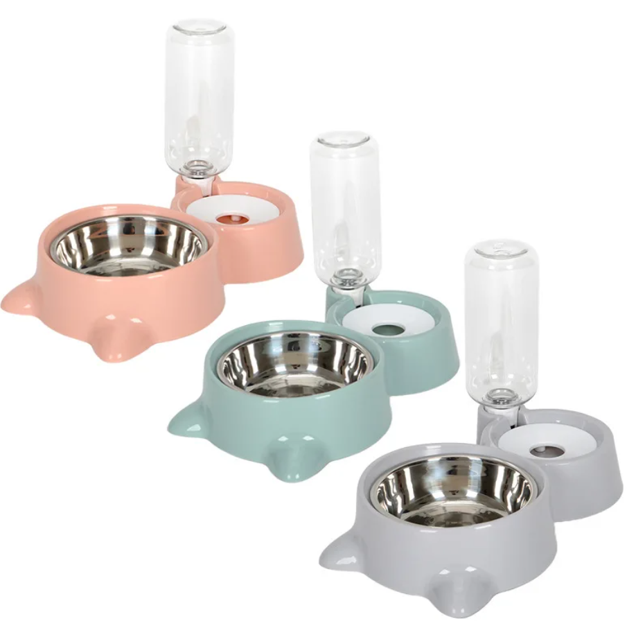 2-in-1 Pet Food Bowl + Water Dispenser