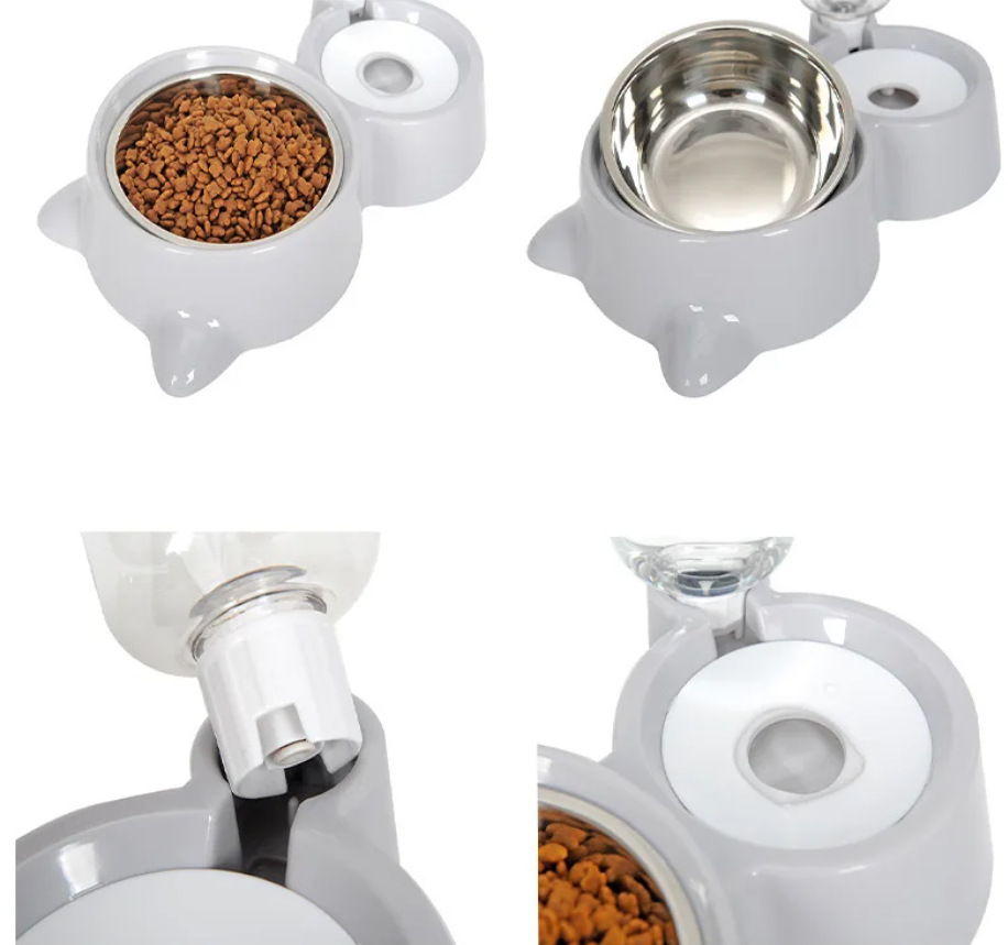 2-in-1 Pet Food Bowl + Water Dispenser