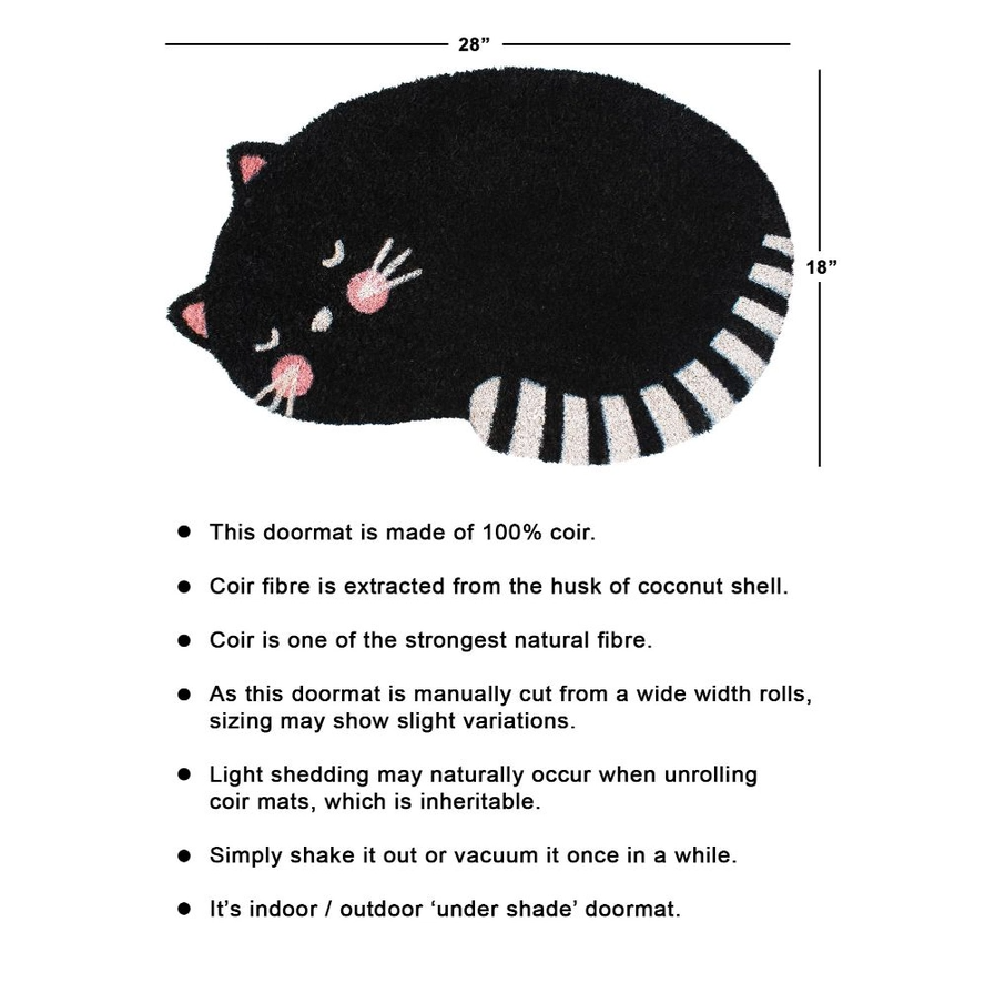 Cute Black Sleeping Cat Door Mat