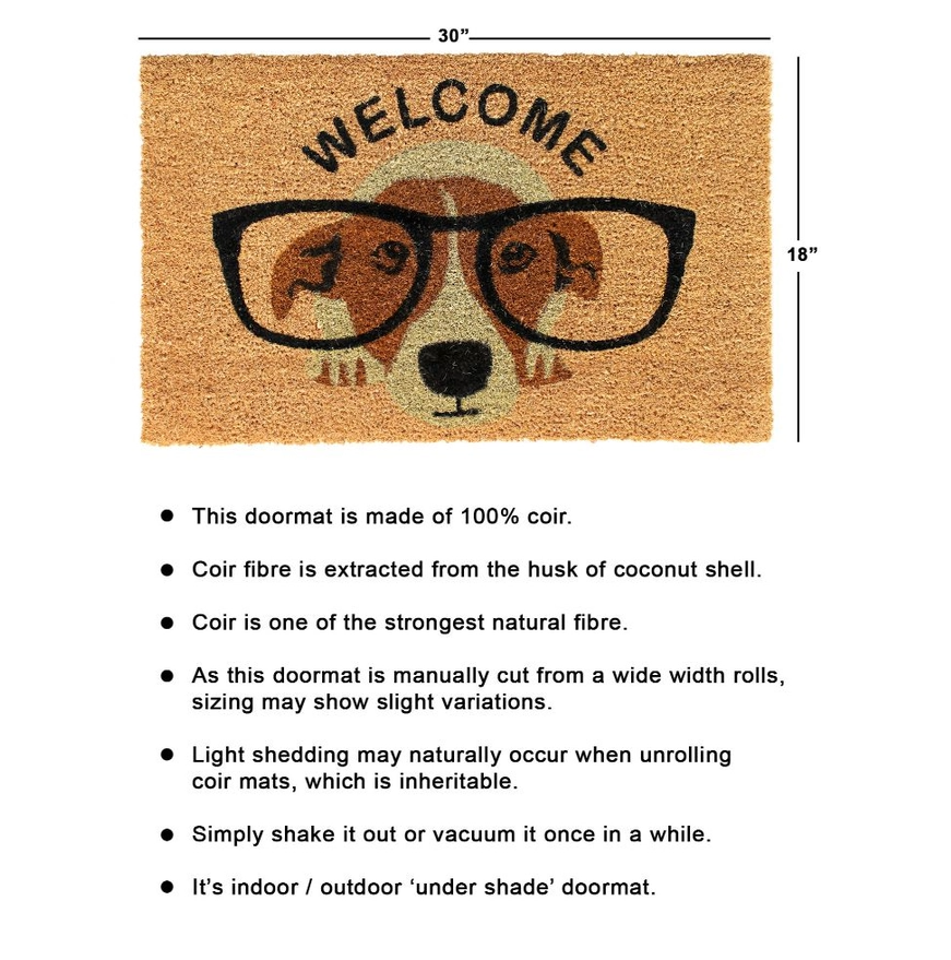 Cute Dog with Glasses Door Mat