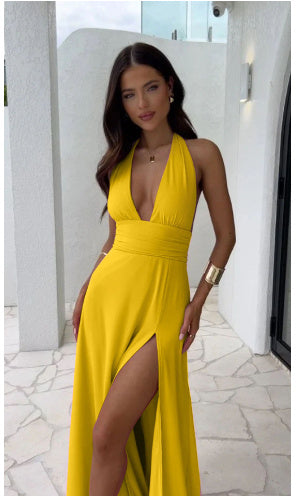 Halterneck Slit Summer Dress