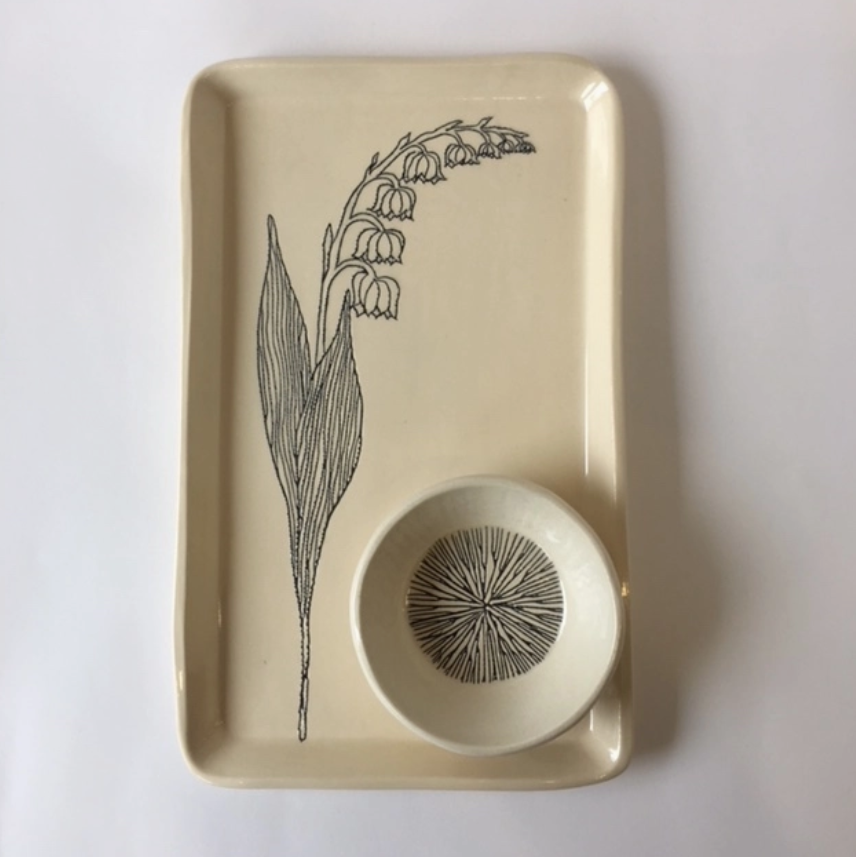 Ceramic Flower Tray: Lily of the Valley