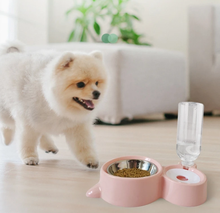 2-in-1 Pet Food Bowl + Water Dispenser