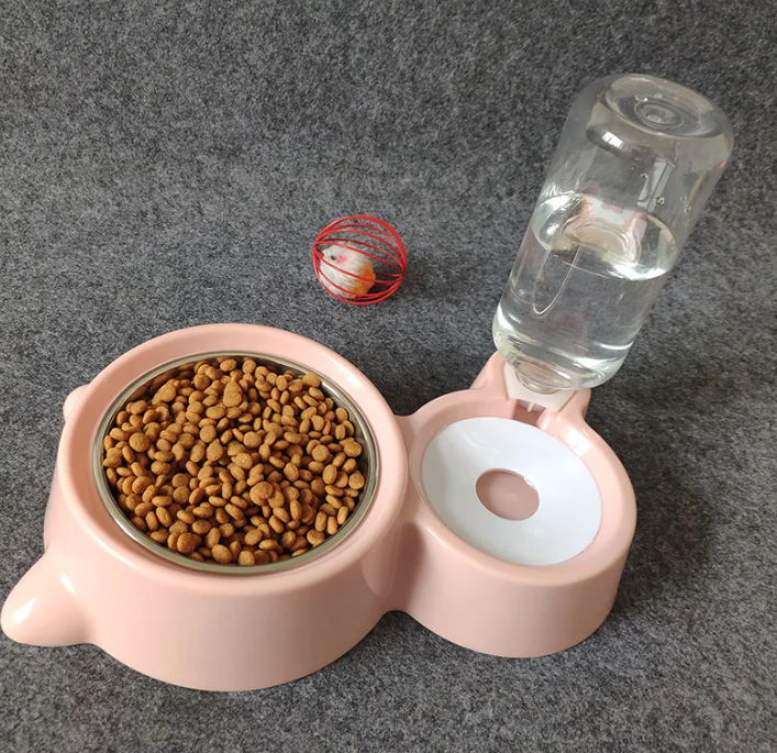 2-in-1 Pet Food Bowl + Water Dispenser