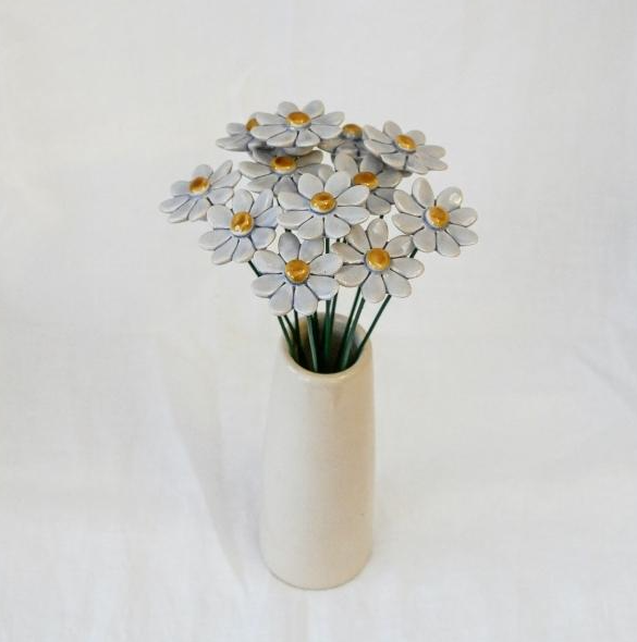 Ceramic Daisy Flower - Set of 3