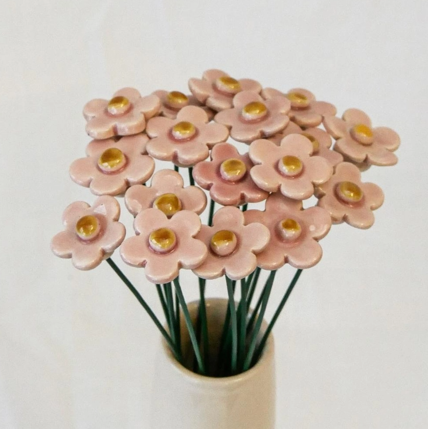 Ceramic Strawberry Flowers - Set of 3