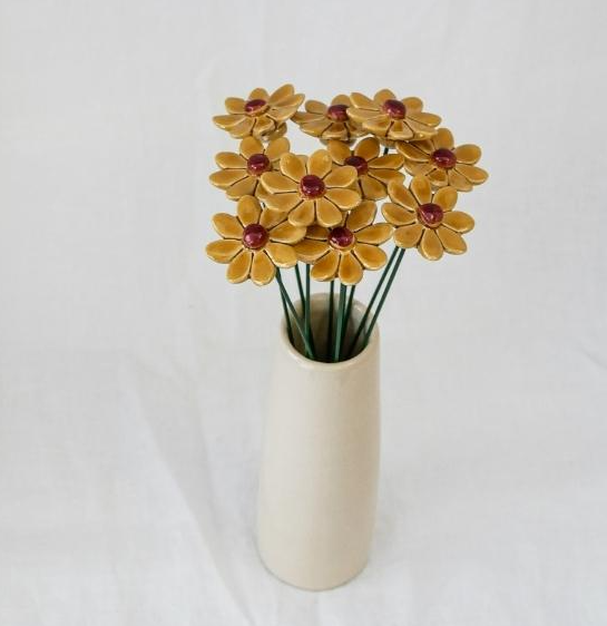 Ceramic Daisy Flower - Set of 3